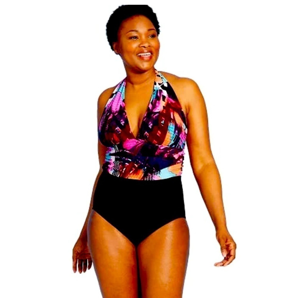 AQUA GREEN Women's Over The Shoulder Gathered Waist One Piece Swimsuit